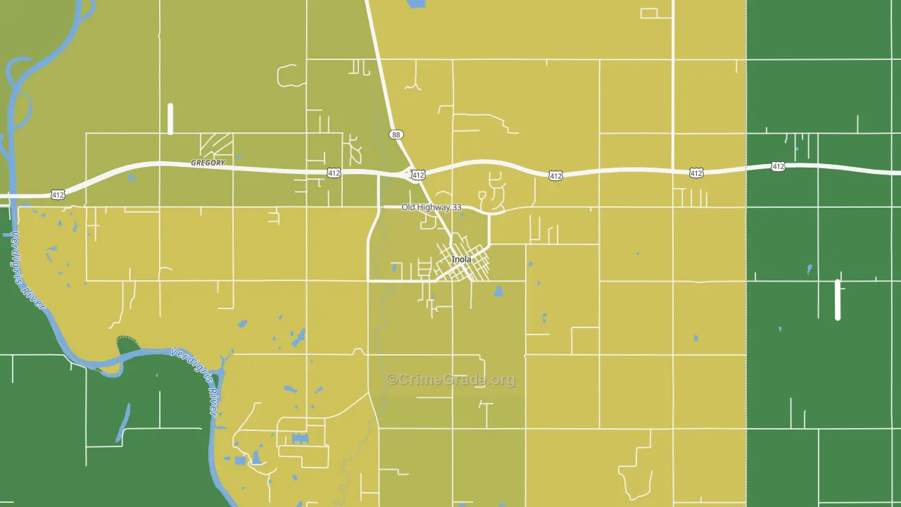 Inola, OK Map of Assault Rates
