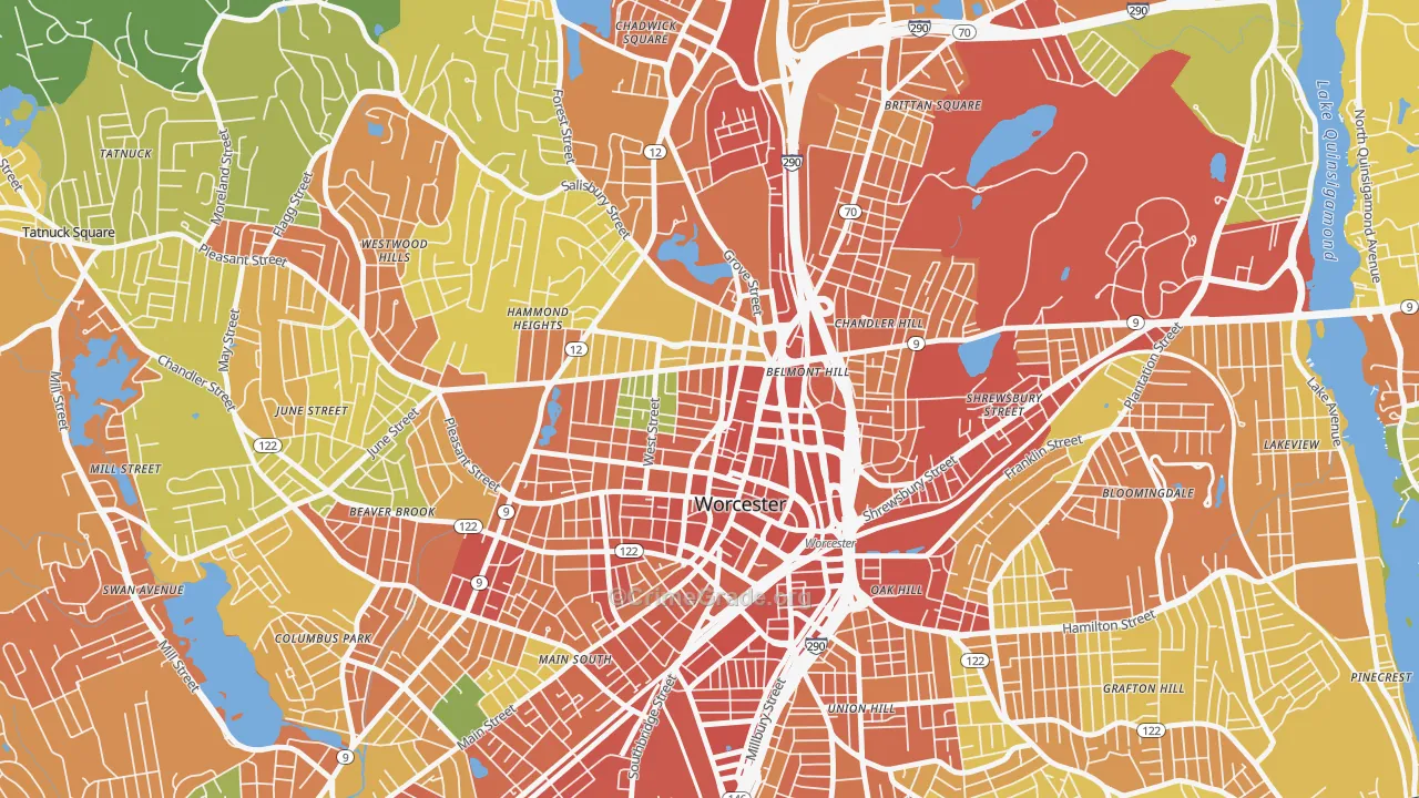 Institute Park, Worcester, MA Map of Assault Rates