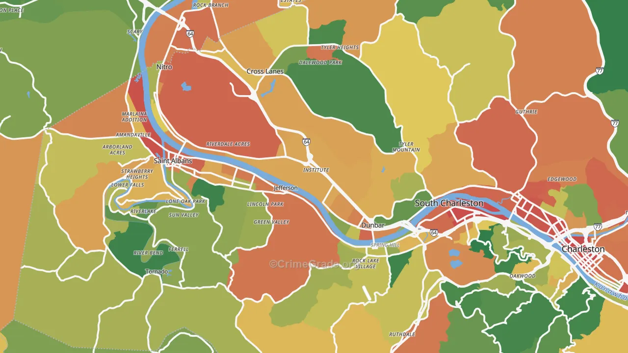 Institute, WV Map of Assault Rates