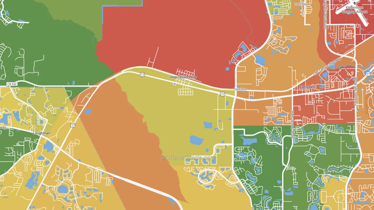 Intercession City, FL Map of Assault Rates