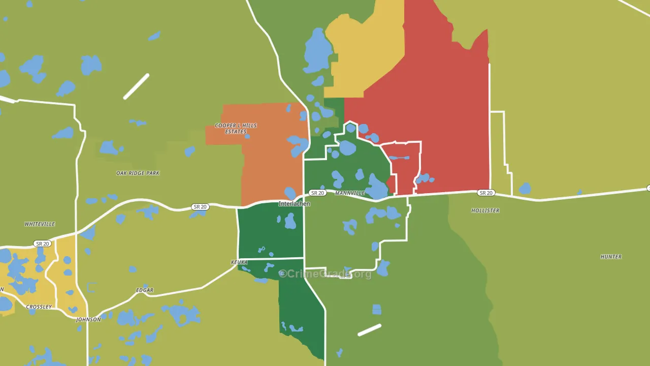 Interlachen, FL Map of Assault Rates