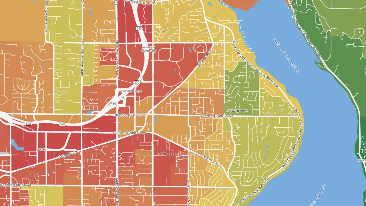 Interlake, Bellevue, WA Map of Assault Rates