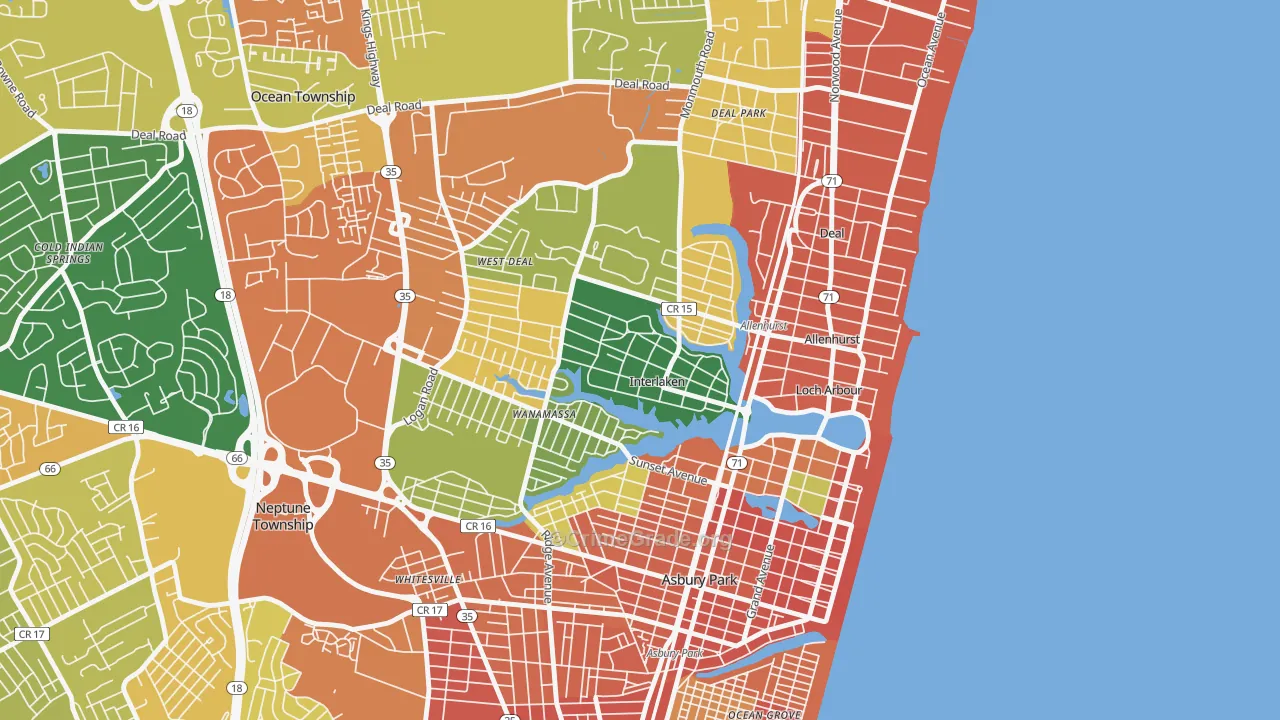 Interlaken, NJ Map of Assault Rates