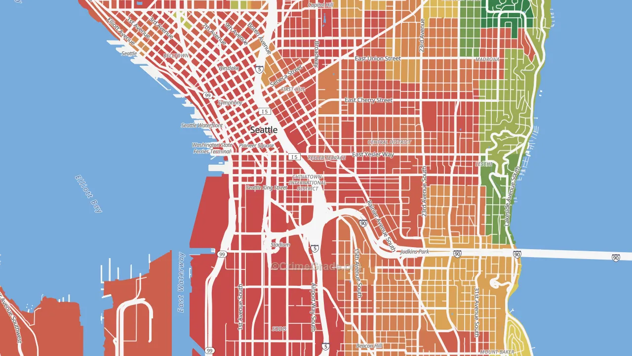 International District, Seattle, WA Map of Assault Rates