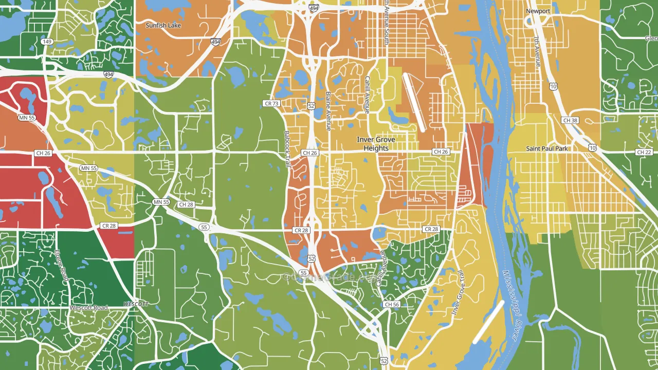 Inver Grove Heights, MN Map of Assault Rates