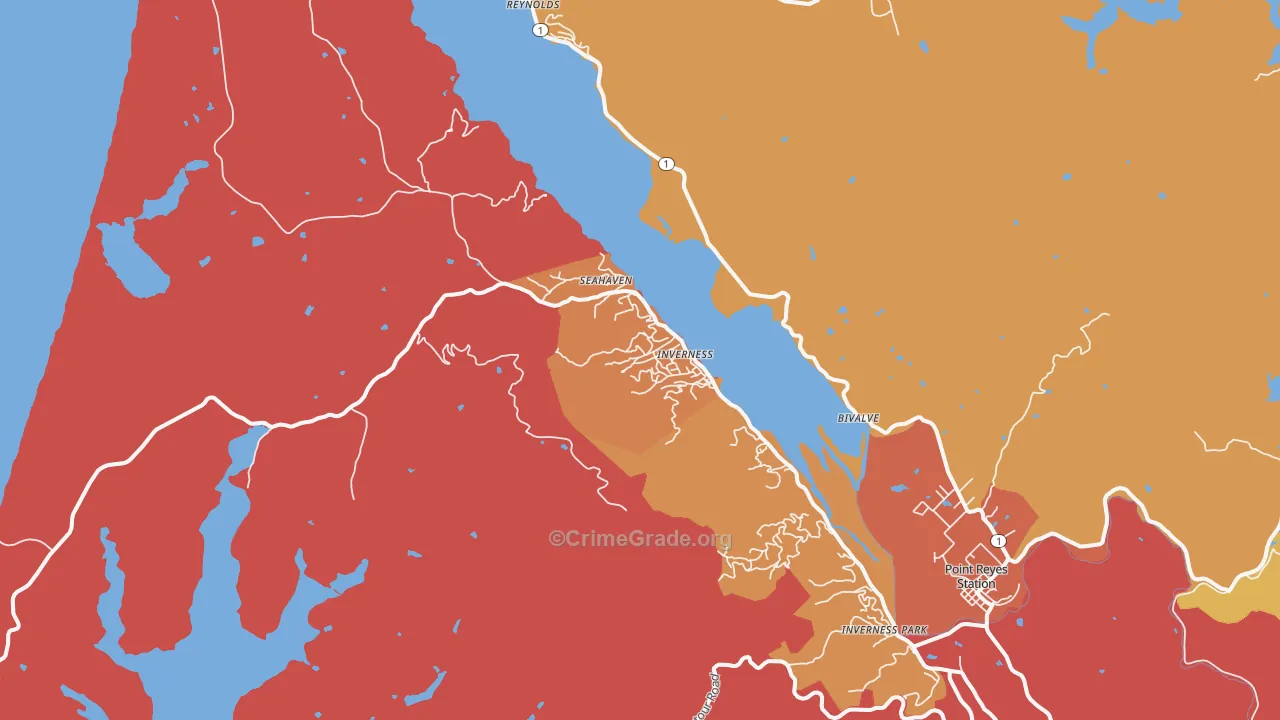 Inverness, CA Map of Assault Rates