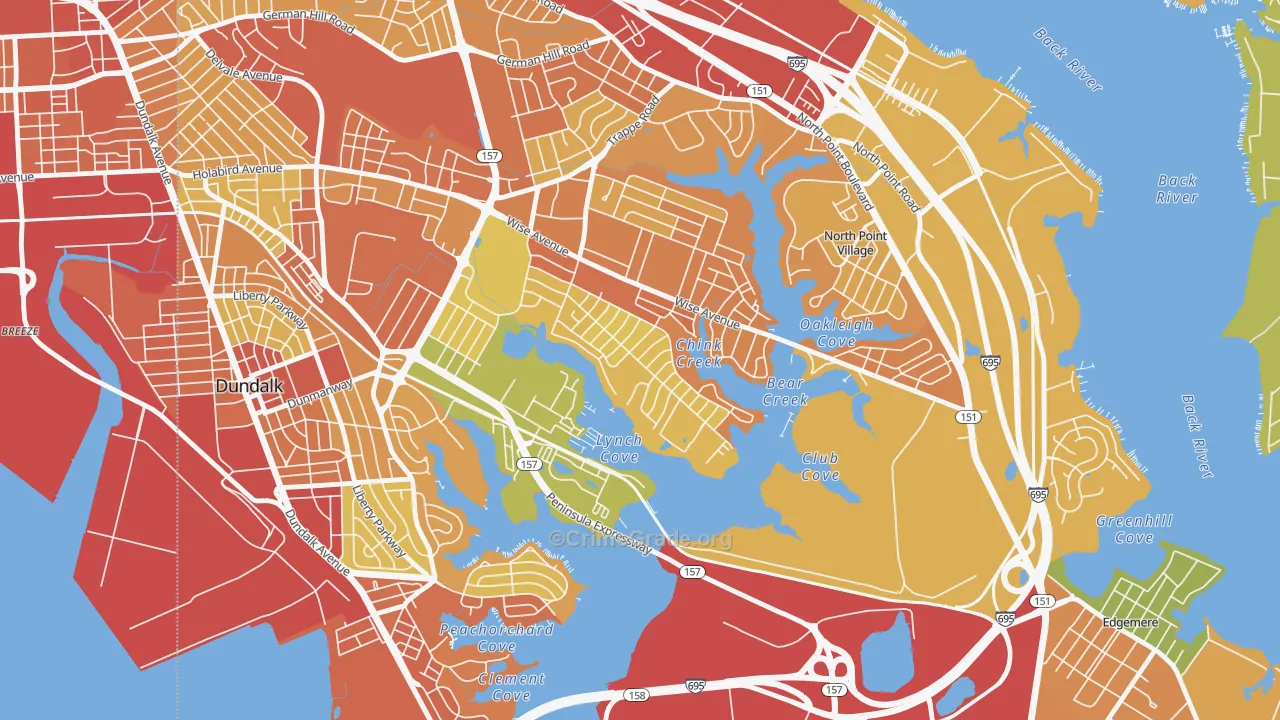 Inverness, Dundalk, MD Map of Assault Rates