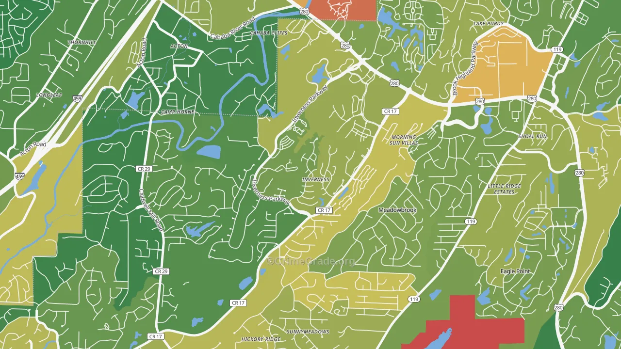 Inverness, Hoover, AL Map of Assault Rates