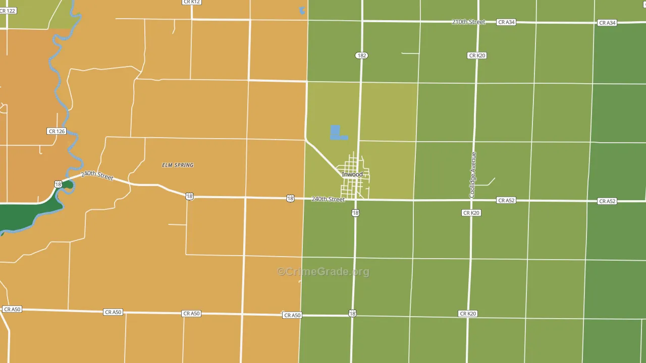 Inwood, IA Map of Assault Rates