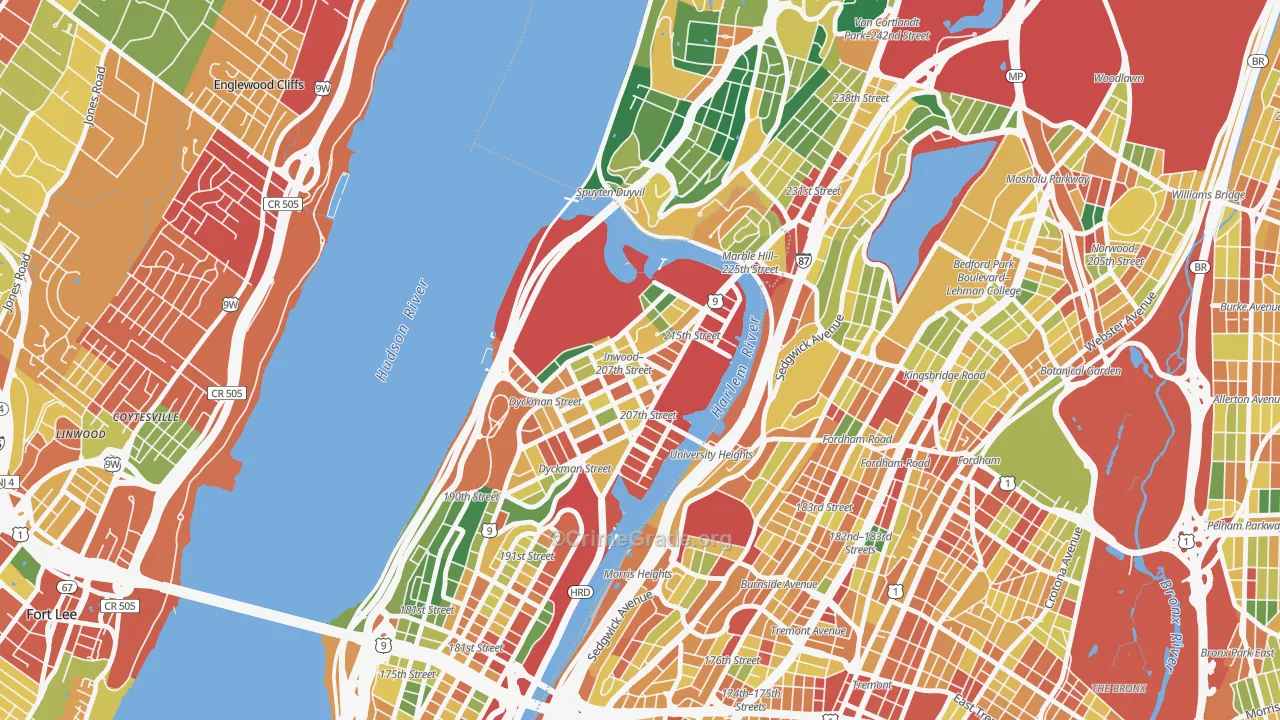 Inwood, Manhattan, NY Map of Assault Rates