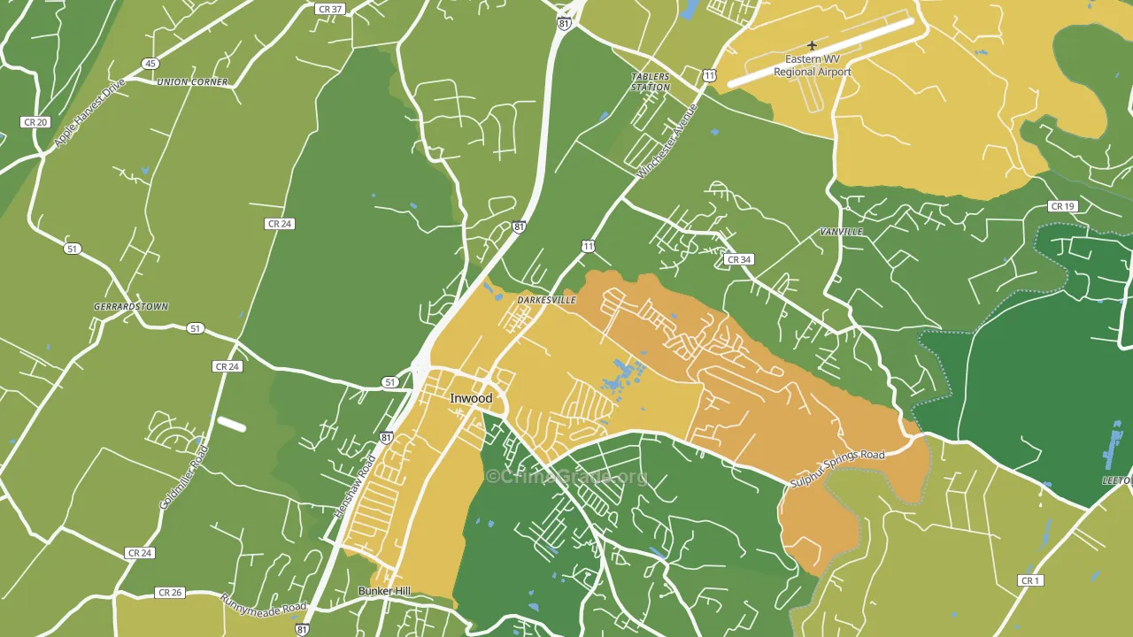 Inwood, WV Map of Assault Rates