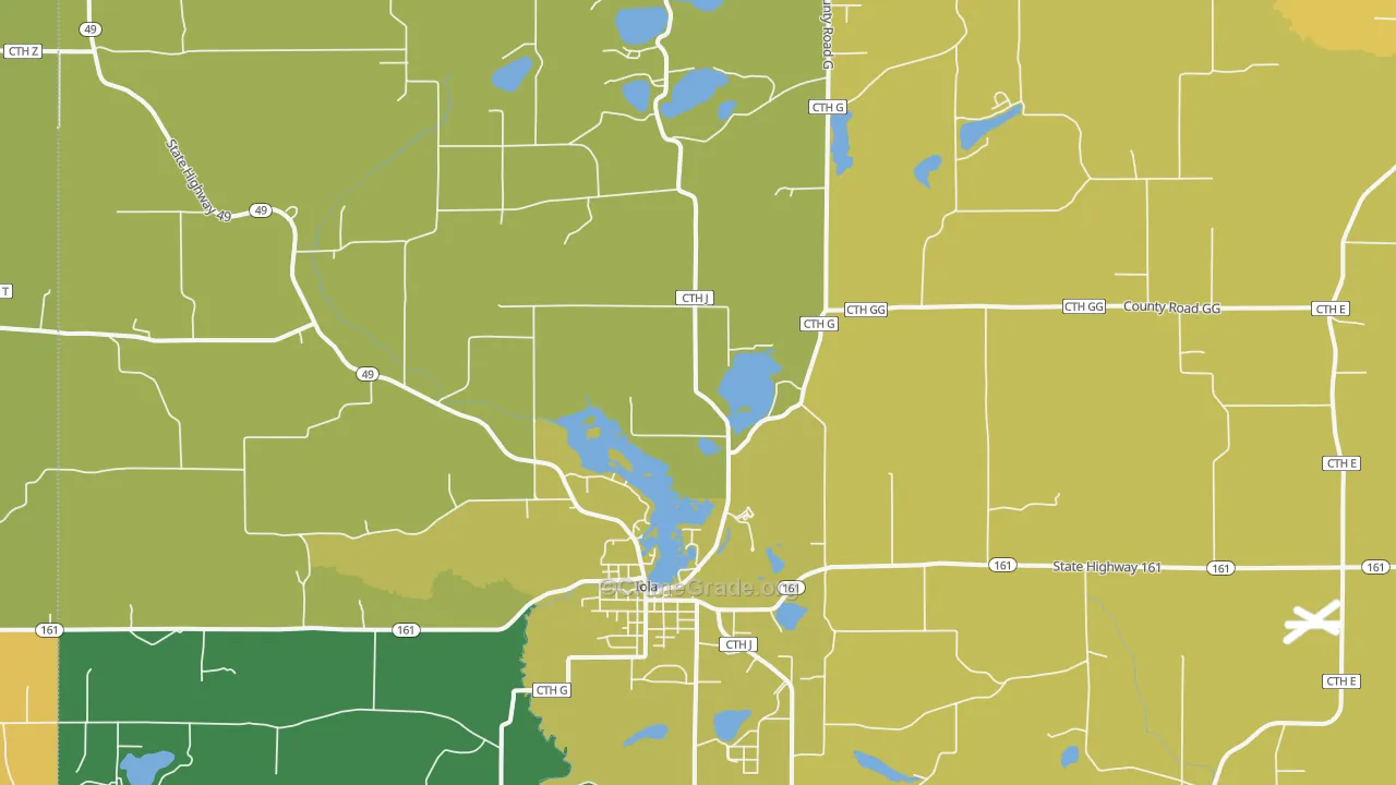 Iola, WI Map of Assault Rates
