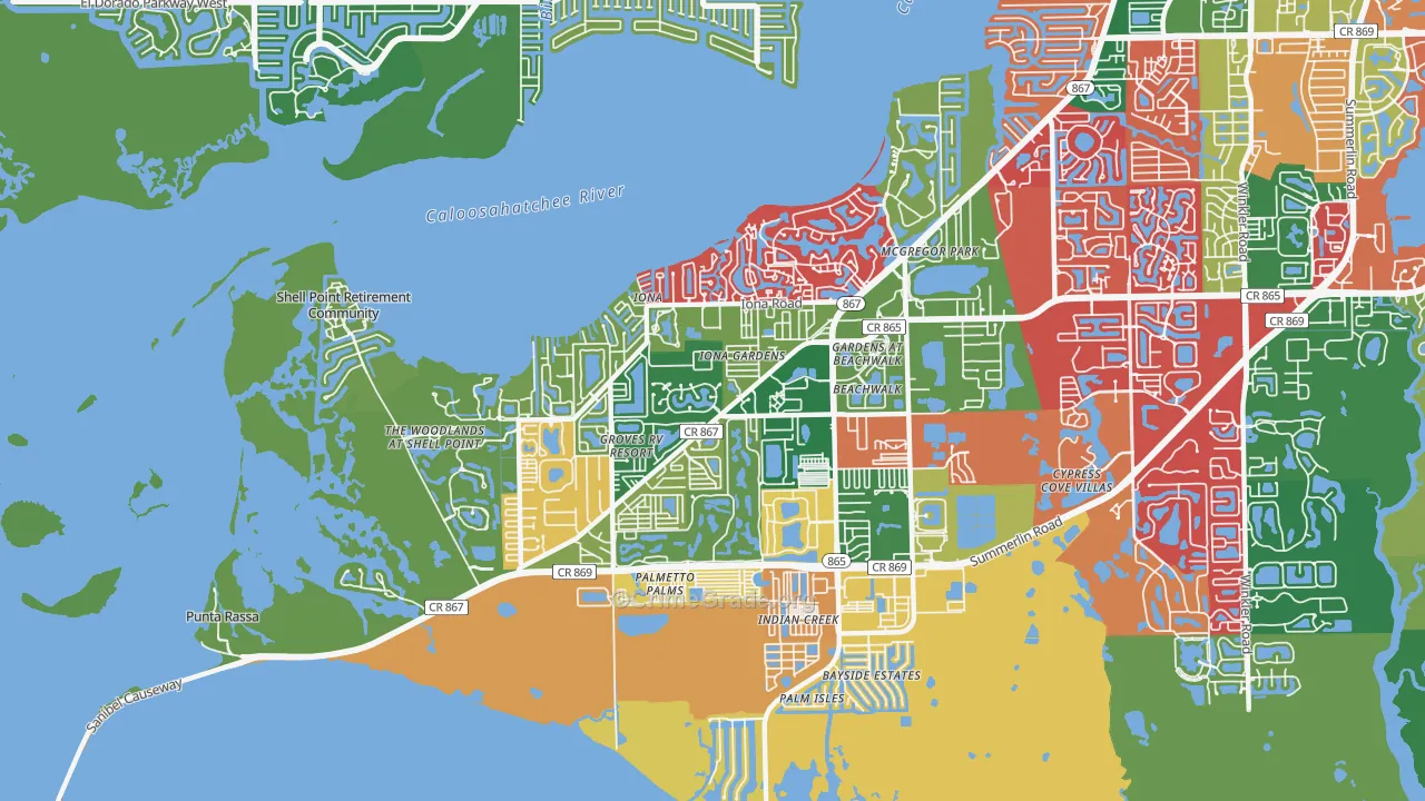 Iona, FL Map of Assault Rates