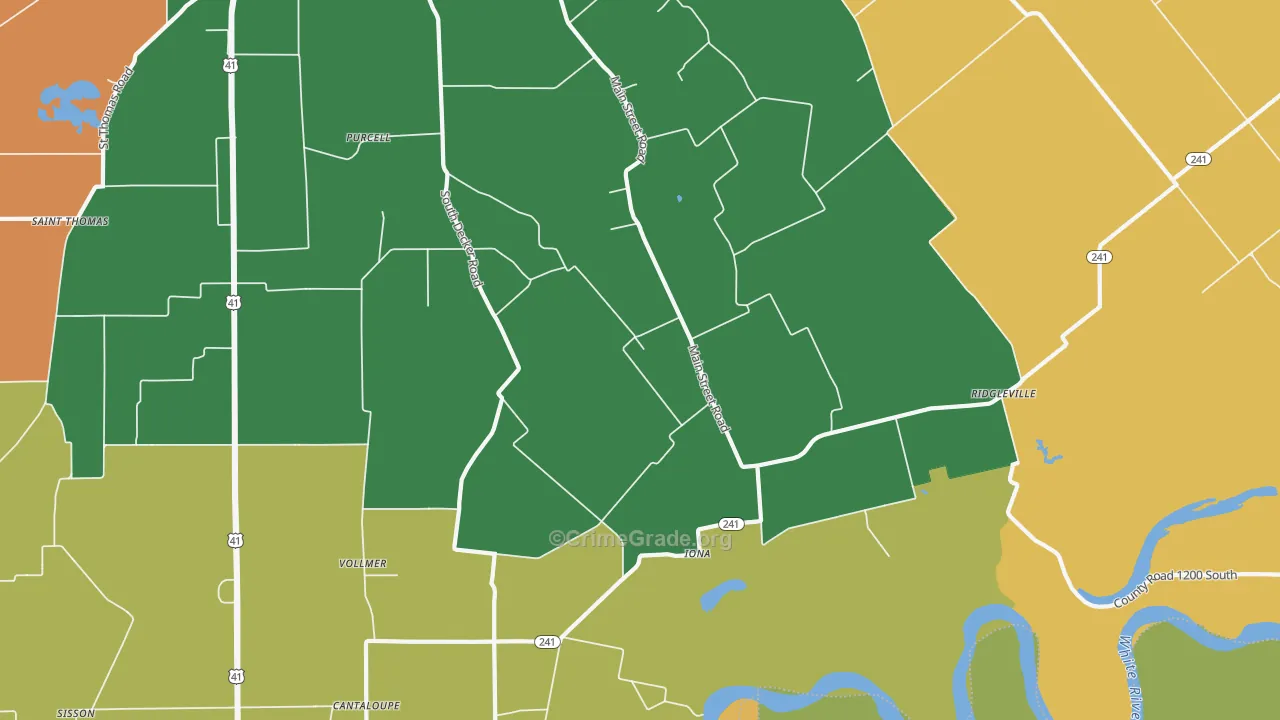 Iona, IN Map of Assault Rates