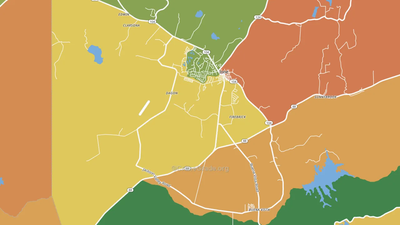 Ione, CA Map of Assault Rates