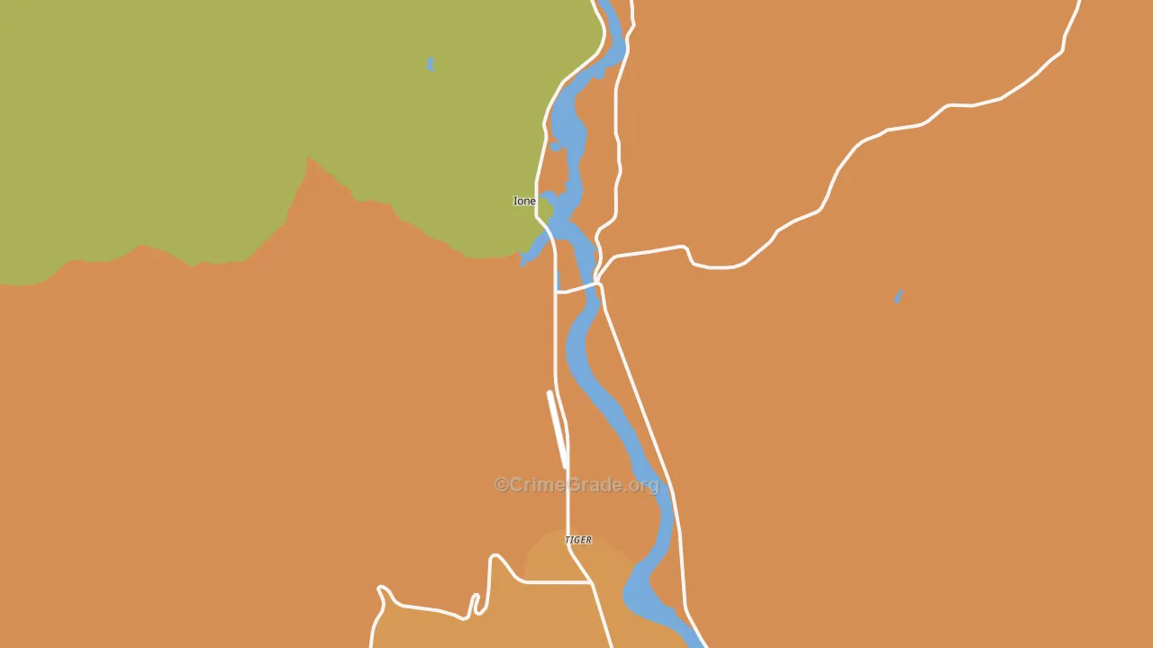 Ione, WA Map of Assault Rates