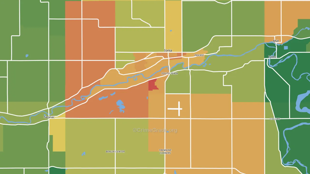 Ionia County, MI Map of Assault Rates