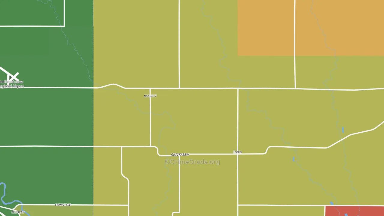 Ionia, IA Map of Assault Rates
