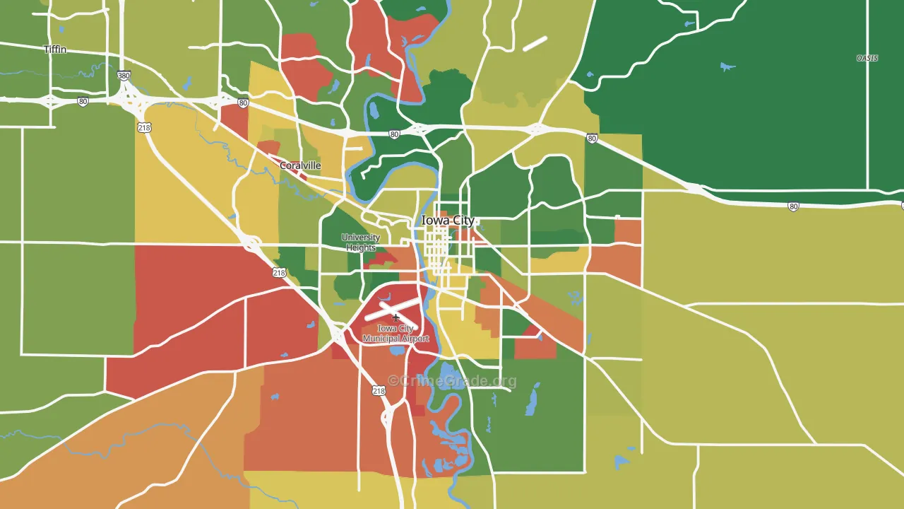 Iowa City, IA Map of Assault Rates