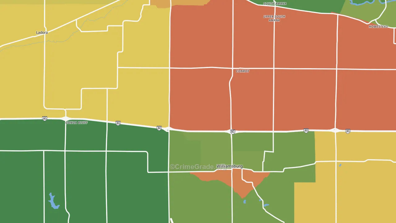 Iowa County, IA Map of Assault Rates