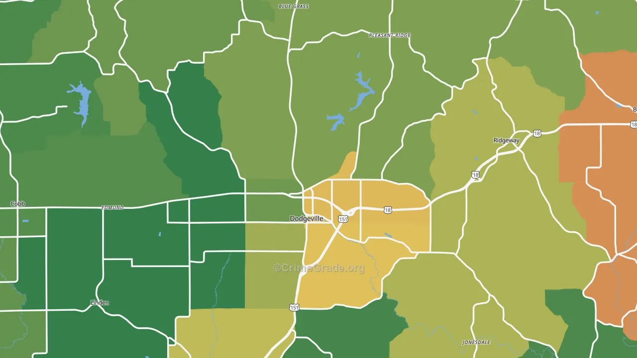 Iowa County, WI Map of Assault Rates