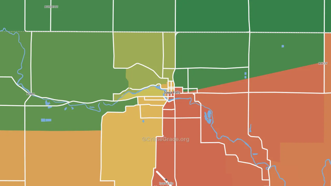 Iowa Falls, IA Map of Assault Rates