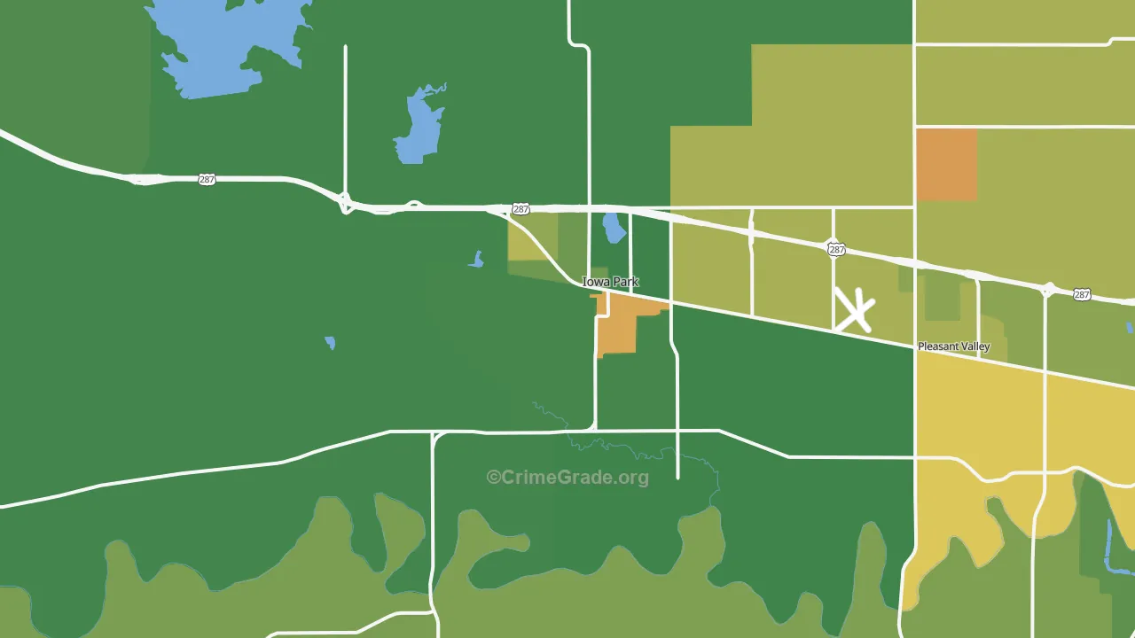 Iowa Park, TX Map of Assault Rates
