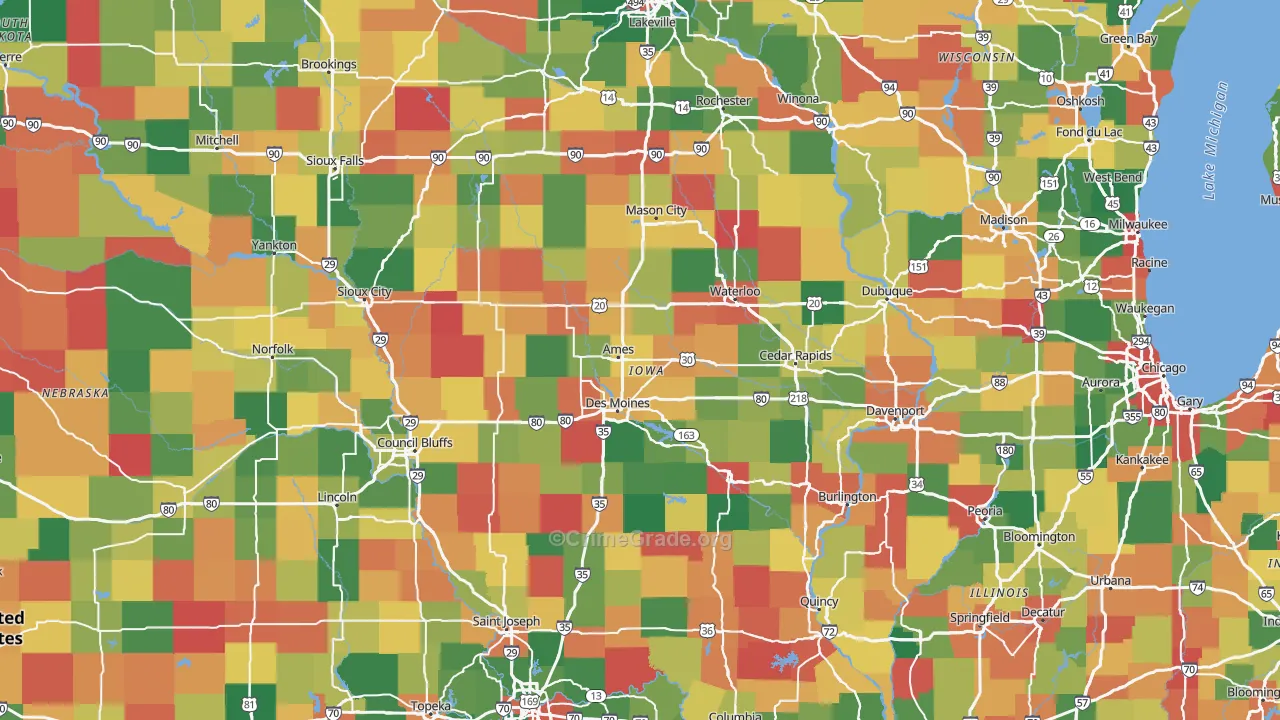 Iowa Map of Assault Rates