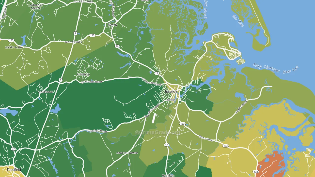 Ipswich, MA Map of Assault Rates