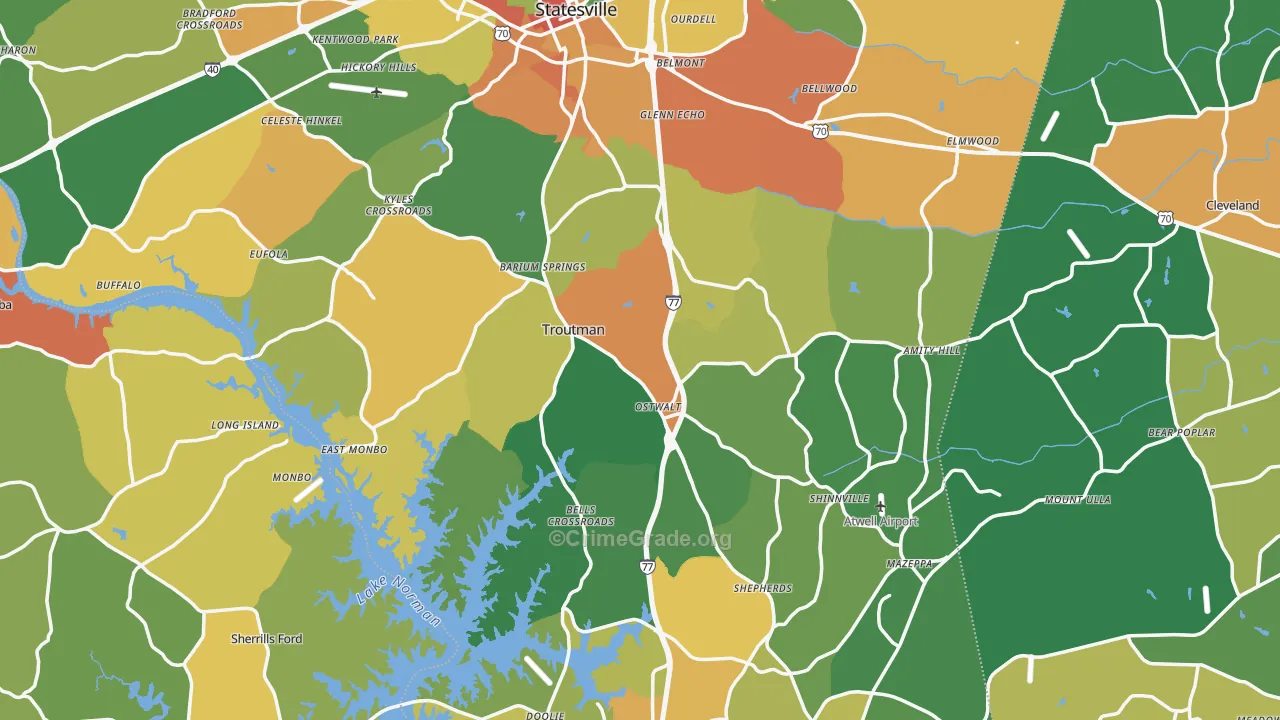 Iredell County, NC Map of Assault Rates