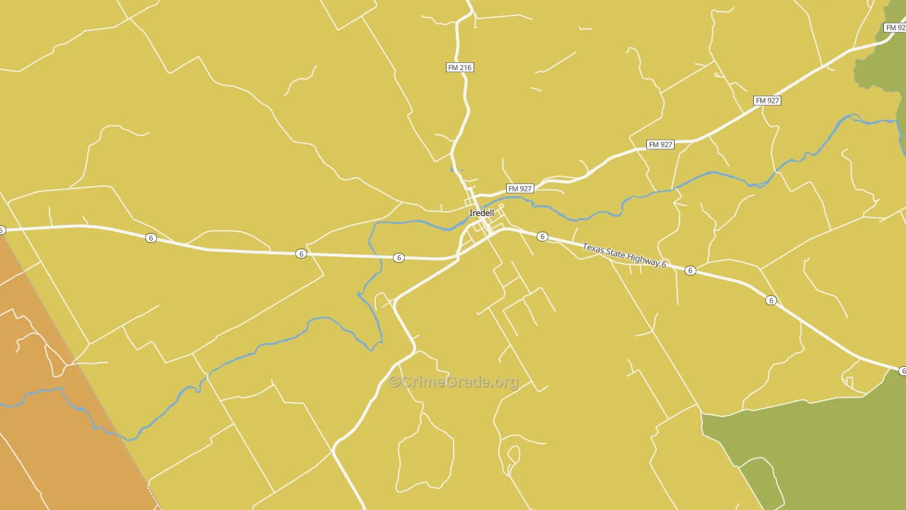 Iredell, TX Map of Assault Rates