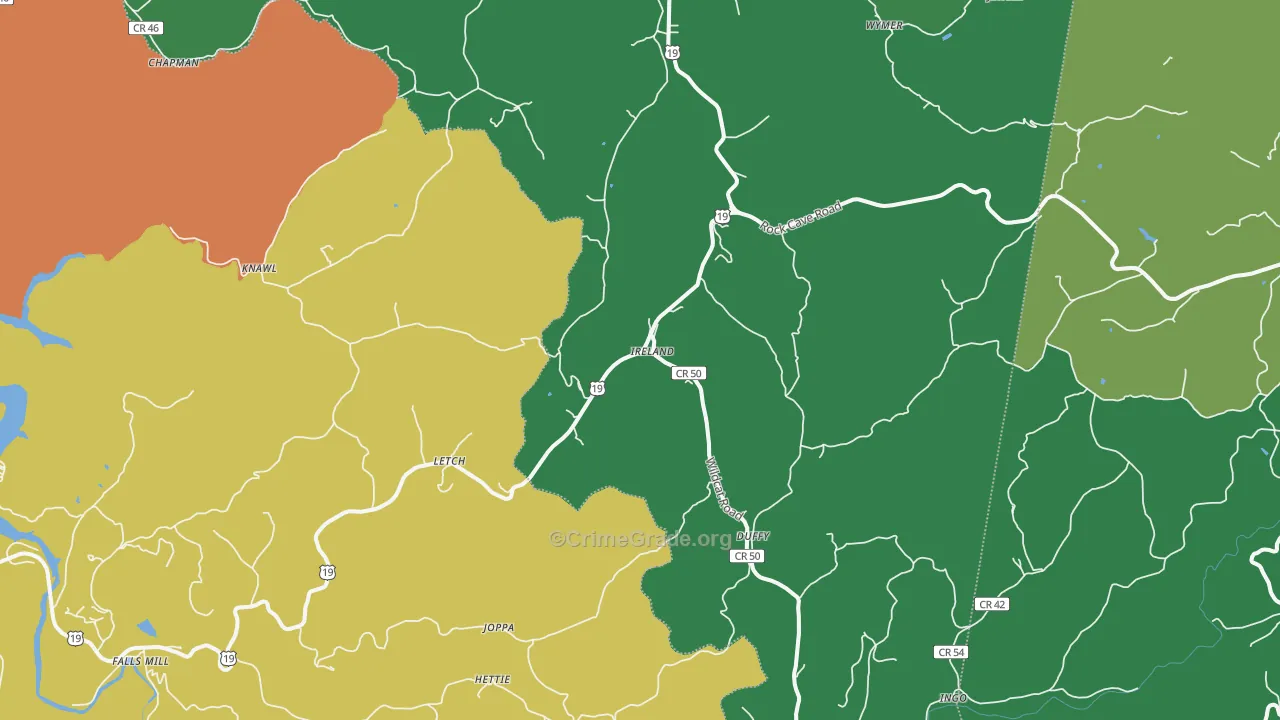 Ireland, WV Map of Assault Rates