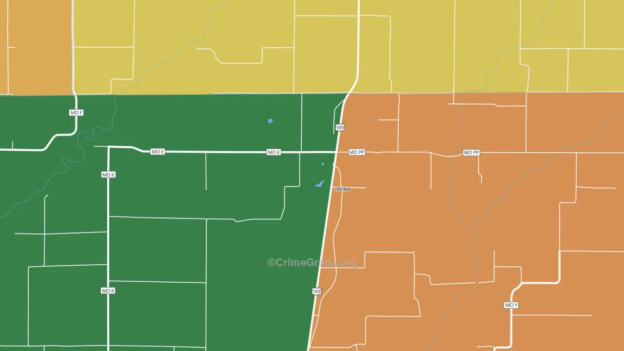 Irena, MO Map of Assault Rates