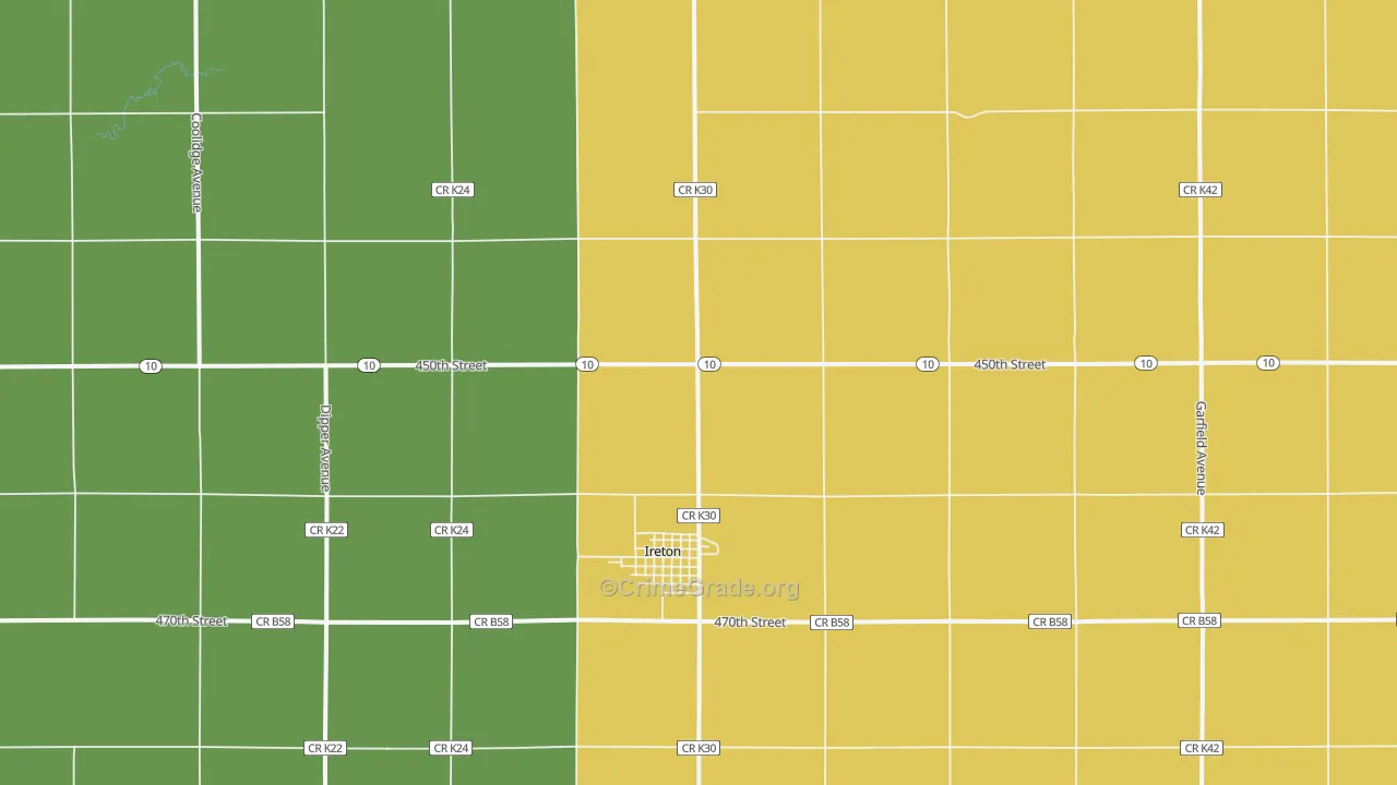 Ireton, IA Map of Assault Rates