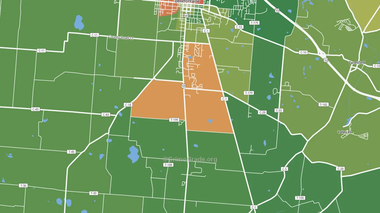 Iron City, OH Map of Assault Rates