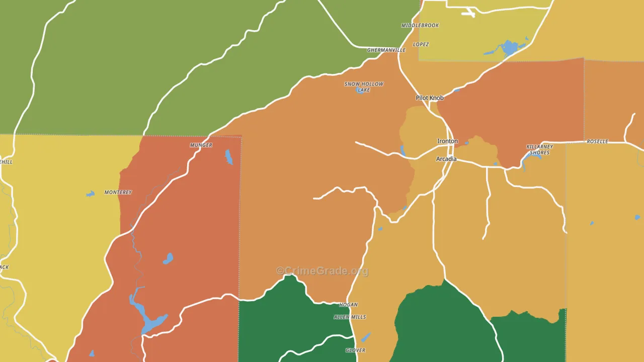 Iron County, MO Map of Assault Rates