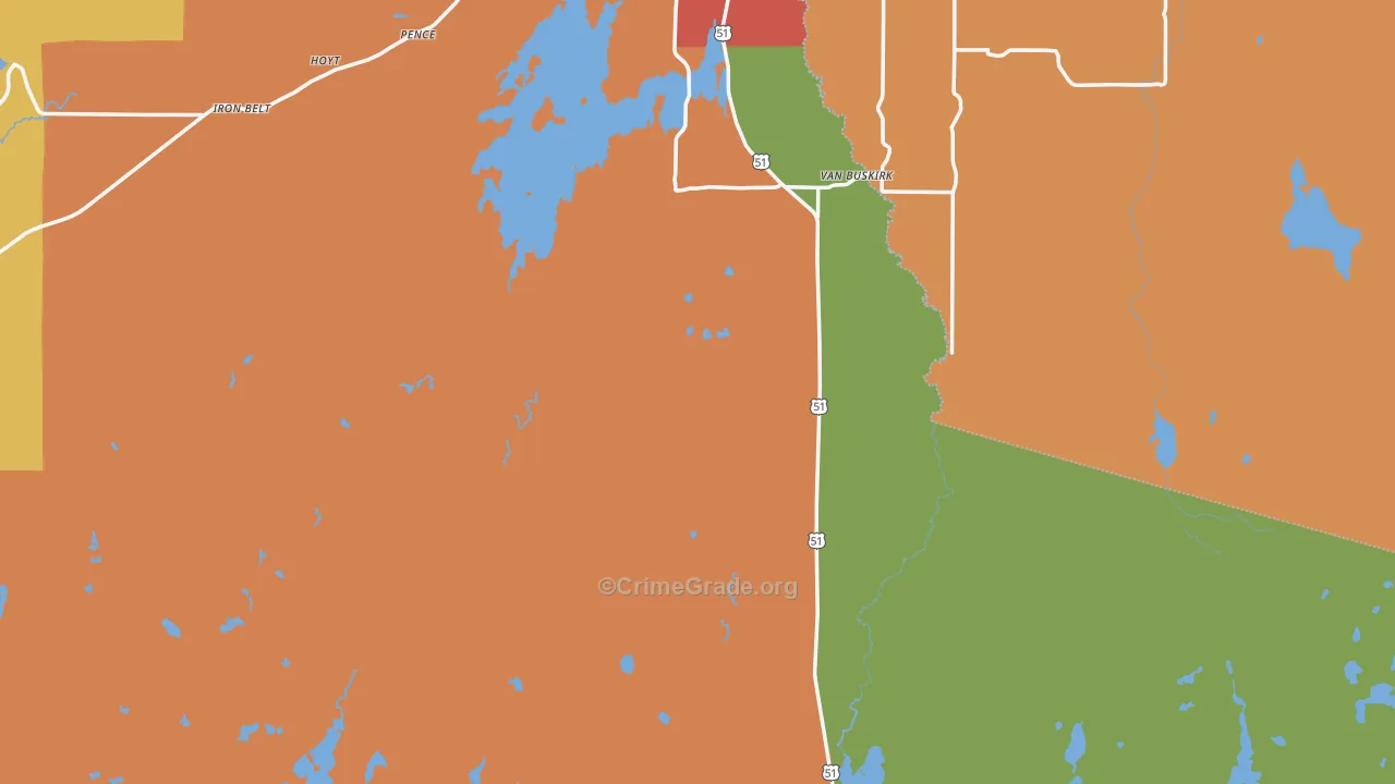 Iron County, WI Map of Assault Rates