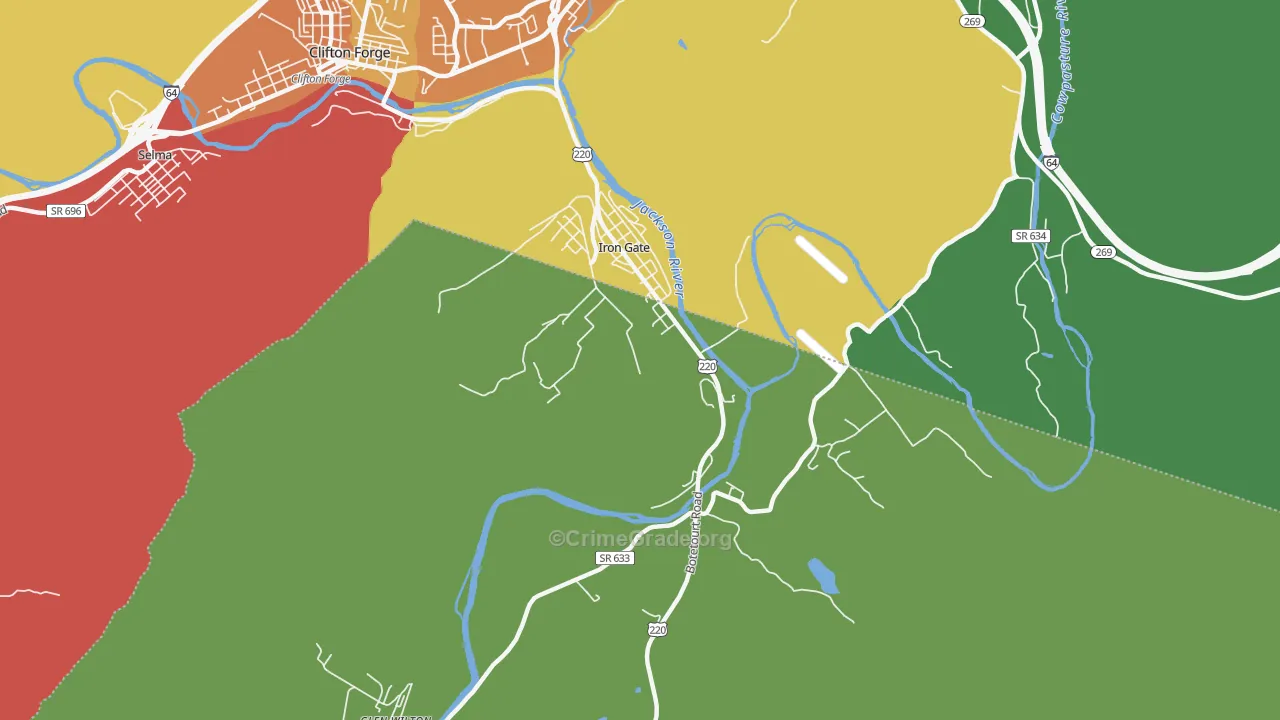 Iron Gate, VA Map of Assault Rates