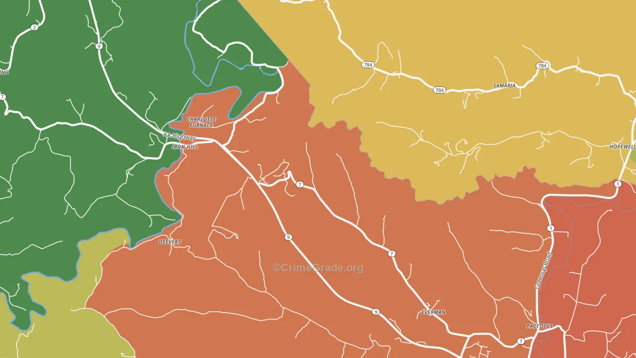 Iron Hill, KY Map of Assault Rates