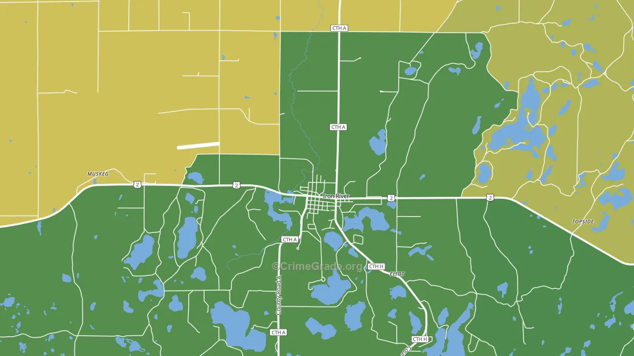 Iron River, WI Map of Assault Rates