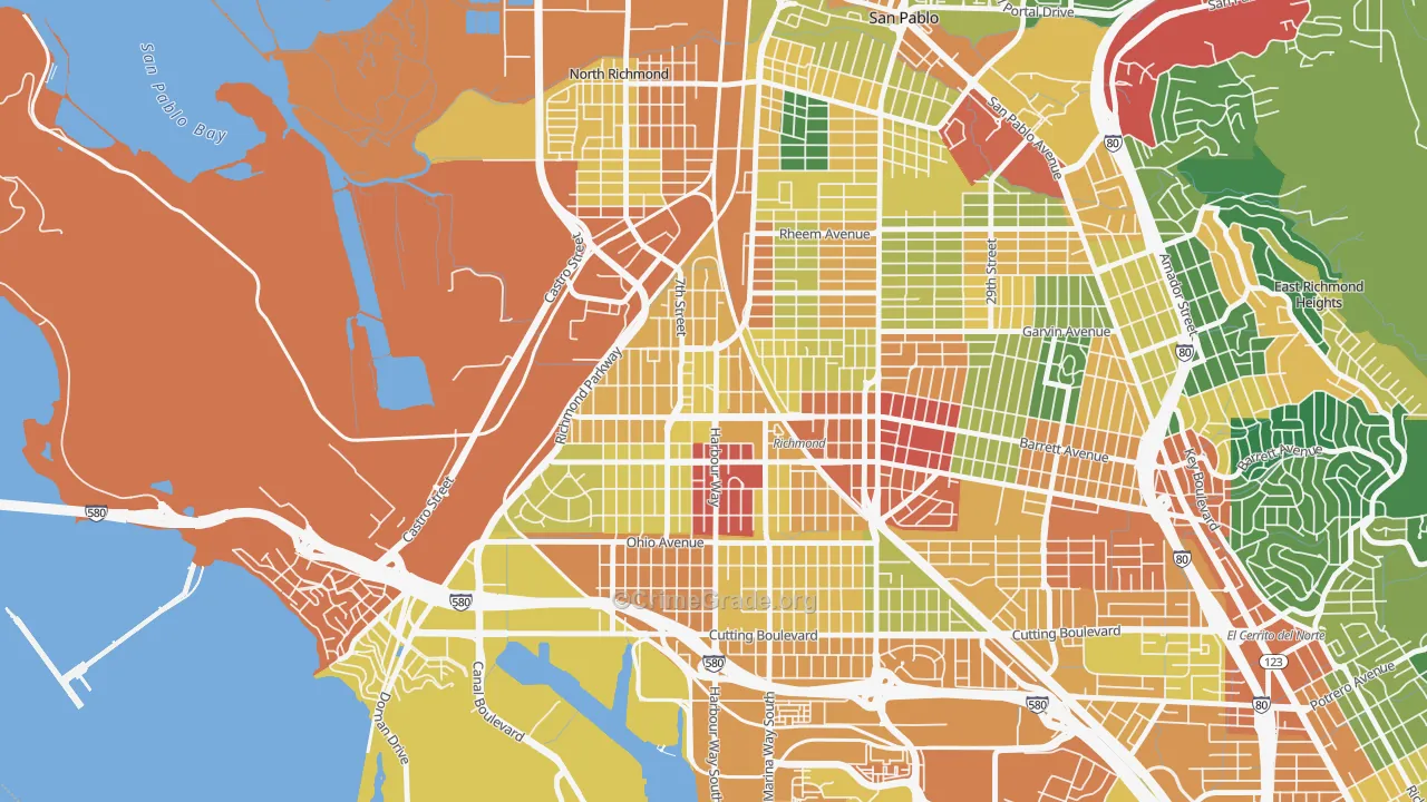 Iron Triangle, Richmond, CA Map of Assault Rates