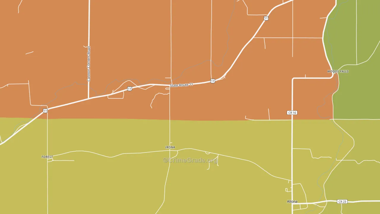 Irona, NY Map of Assault Rates