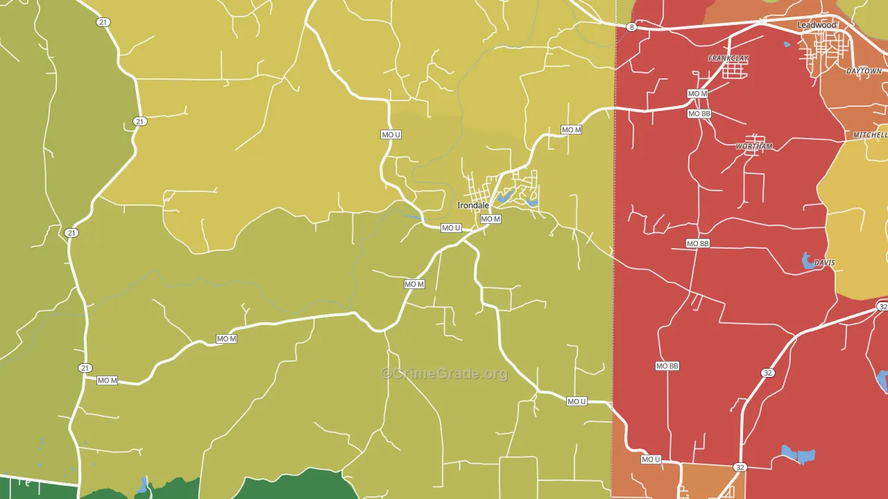Irondale, MO Map of Assault Rates