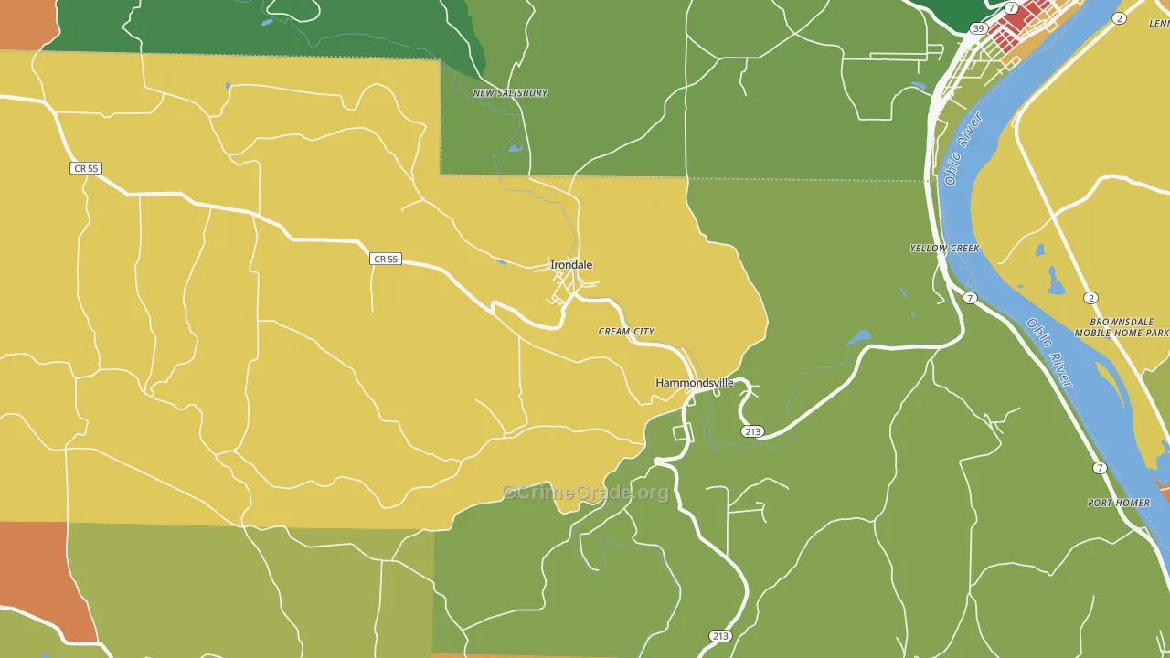 Irondale, OH Map of Assault Rates