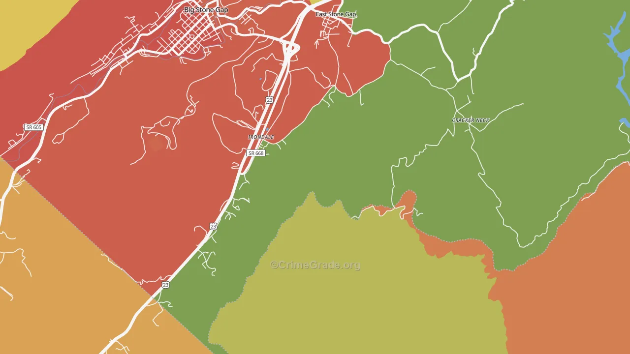 Irondale, VA Map of Assault Rates