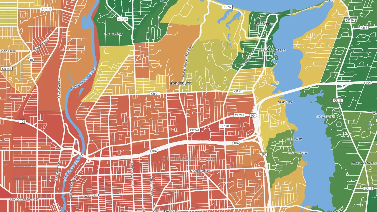 Irondequoit, NY Map of Assault Rates