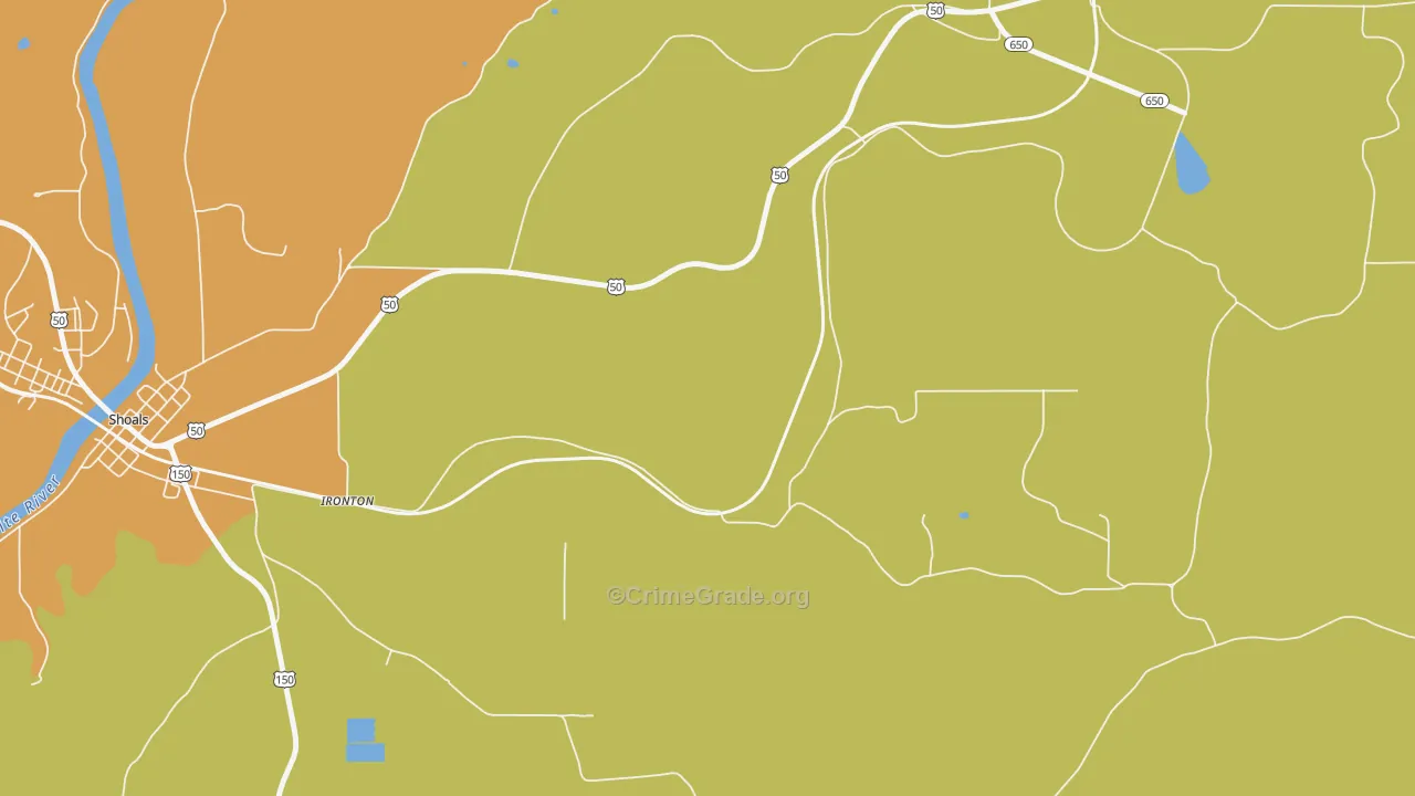 Ironton, IN Map of Assault Rates
