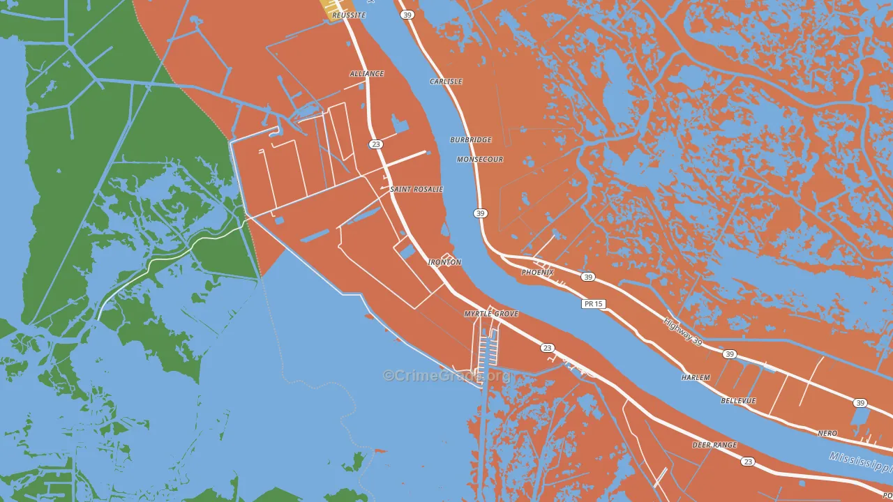 Ironton, LA Map of Assault Rates