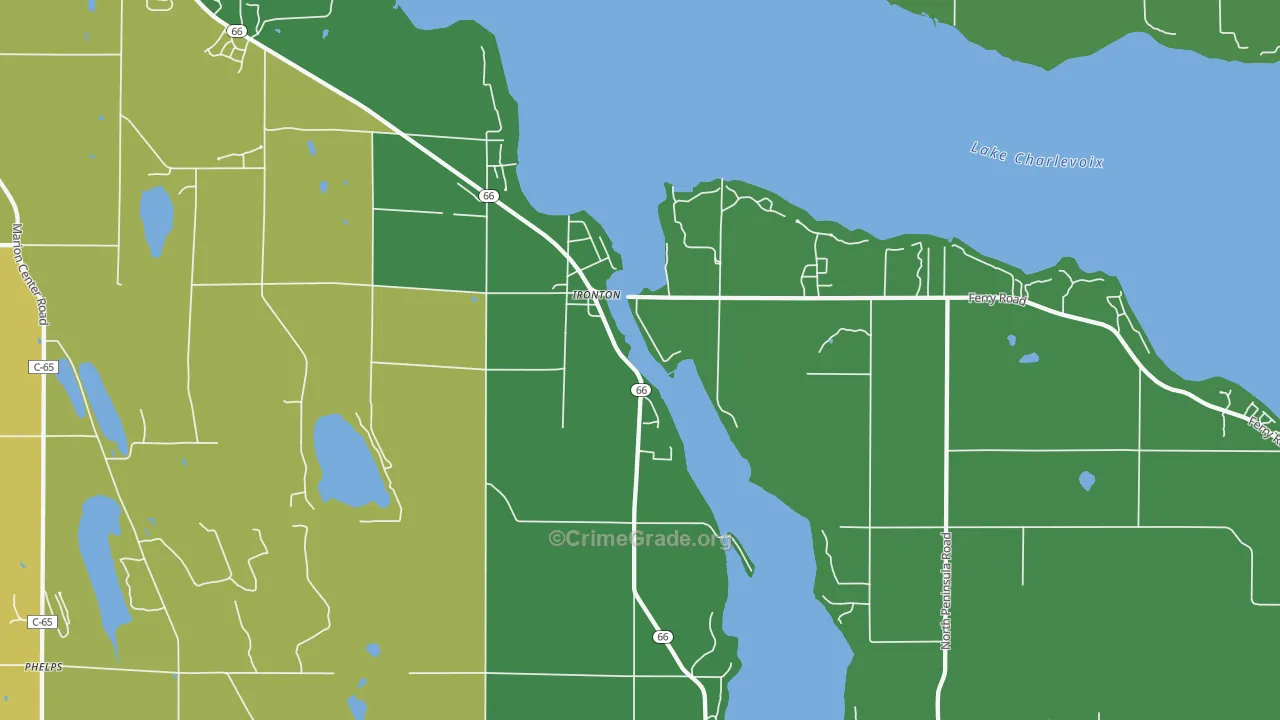 Ironton, MI Map of Assault Rates