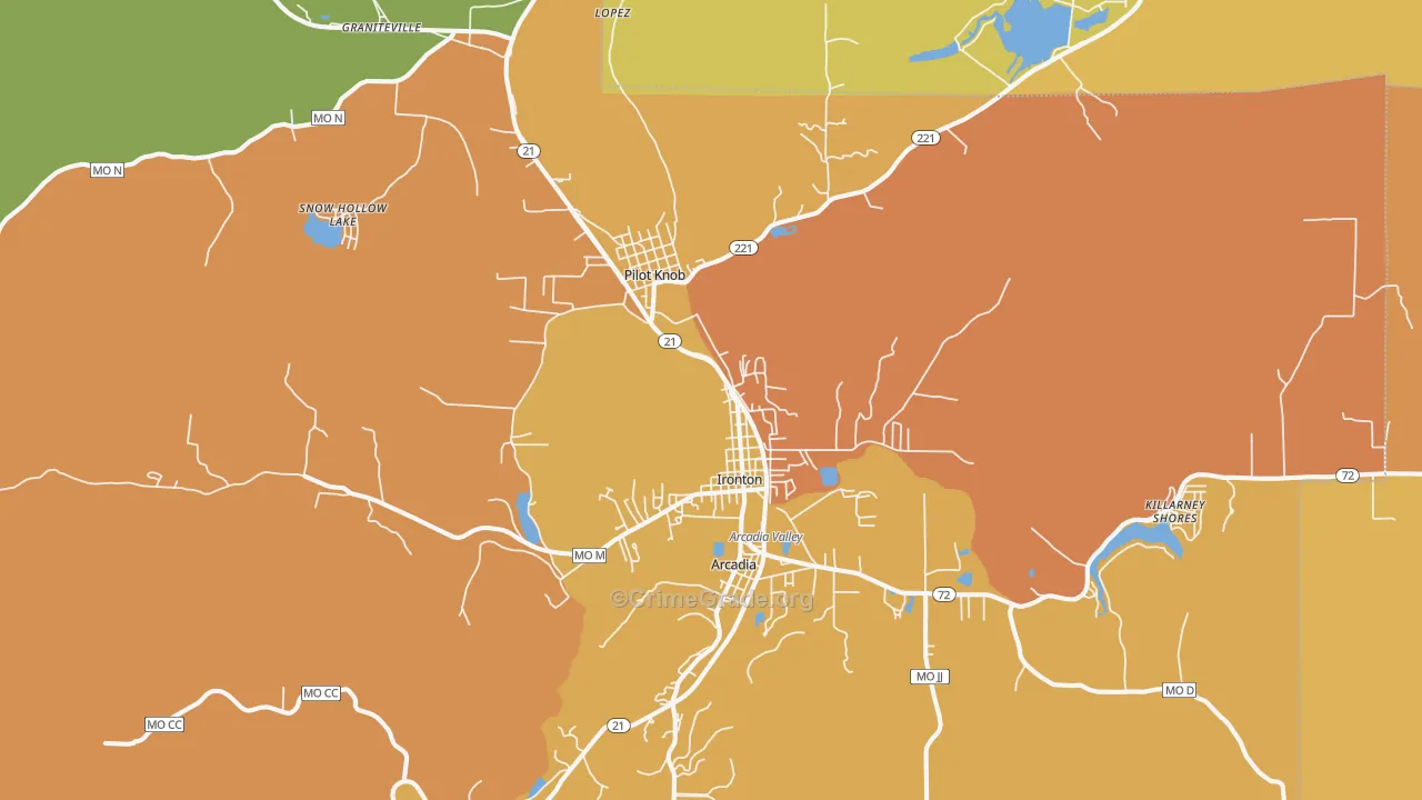 Ironton, MO Map of Assault Rates